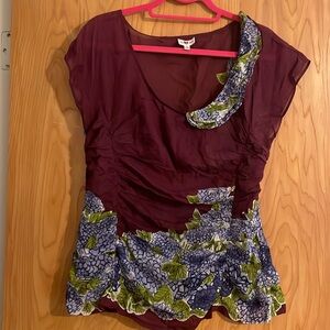 New Anthropologie We Love Vera Puckered Hydrangea Floral Blouse Top 14